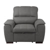 Mindy 38 Inch Chair with Pull Out Ottoman Stitched Tufted Gray Microfiber By Casagear Home BM316729