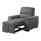 Mindy 38 Inch Chair with Pull Out Ottoman Stitched Tufted Gray Microfiber By Casagear Home BM316729