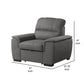 Mindy 38 Inch Chair with Pull Out Ottoman Stitched Tufted Gray Microfiber By Casagear Home BM316729