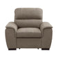 Mindy 38 Inch Chair with Pull Out Ottoman Stitched Tufted Taupe Microfiber By Casagear Home BM316730