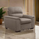 Mindy 38 Inch Chair with Pull Out Ottoman, Stitched Tufted Taupe Microfiber By Casagear Home