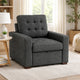 Cliff 37 Inch Chair, Pull Out Ottoman, Dark Gray Polyester, Espresso Wood By Casagear Home