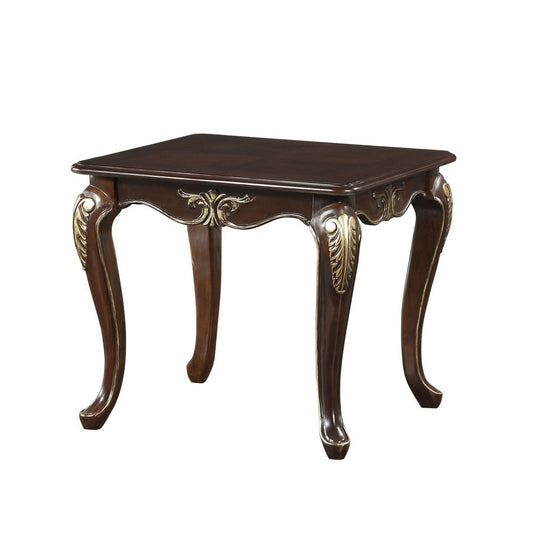 Croy 28 Inch Side End Table, Classic Cabriole Legs, Dark Cherry Brown By Casagear Home
