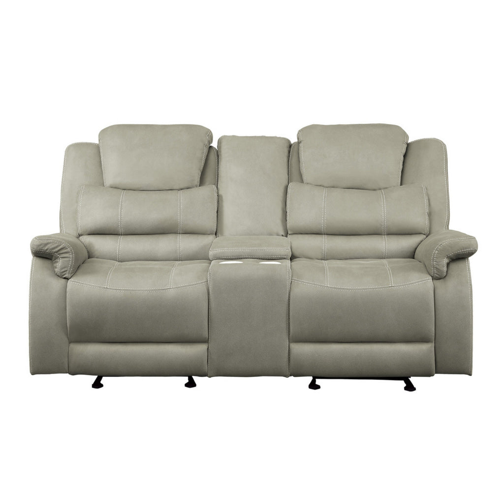 Shelly 74 Inch Manual Double Glider Recliner Loveseat Gray Microfiber By Casagear Home BM316738