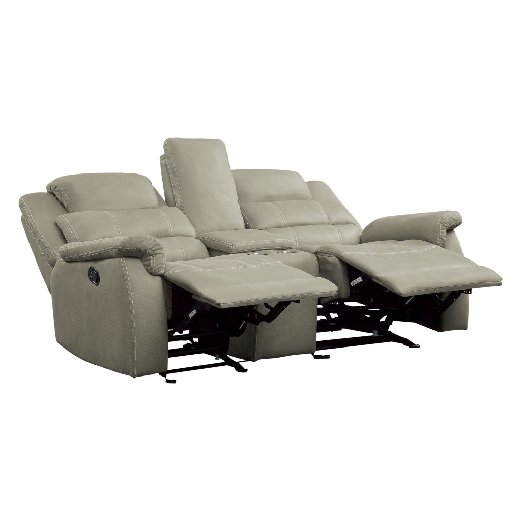 Shelly 74 Inch Manual Double Glider Recliner Loveseat Gray Microfiber By Casagear Home BM316738