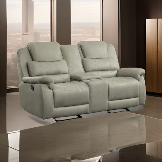 Shelly 74 Inch Manual Double Glider Recliner Loveseat, Gray Microfiber By Casagear Home