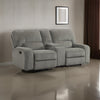 Neo 85 Inch Manual Double Recliner Loveseat, Center Console, Gray Chenille By Casagear Home