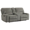 Neo 85 Inch Manual Double Recliner Loveseat Center Console Gray Chenille By Casagear Home BM316743