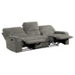 Neo 99 Inch Manual Double Recliner Sofa 3 Seater Soft Gray Chenille Fabric By Casagear Home BM316744