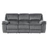 Muir 89 Inch Manual Double Recliner Sofa, Gray, Microfiber, Tufted Back By Casagear Home