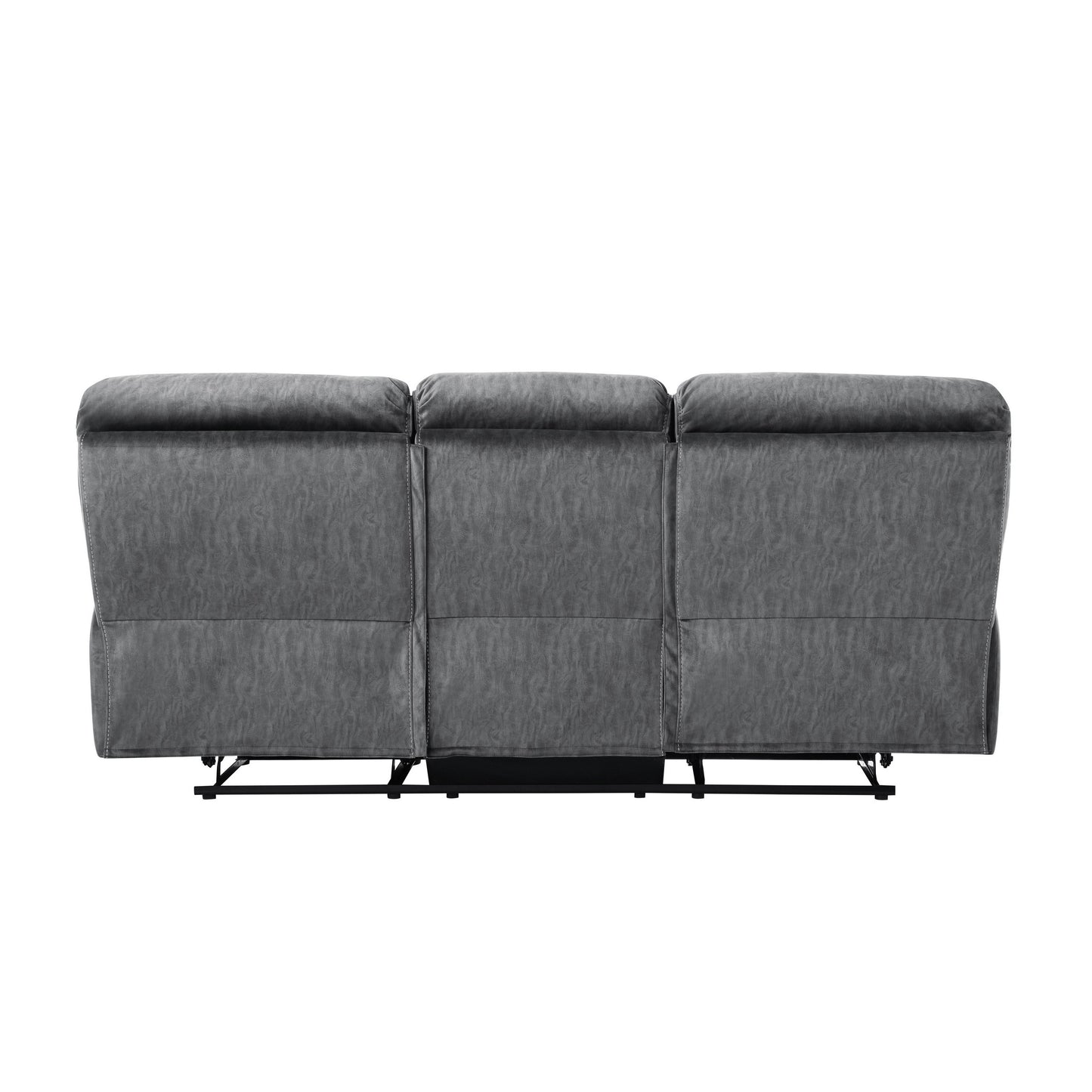 Muir 89 Inch Manual Double Recliner Sofa, Gray, Microfiber, Tufted Back By Casagear Home