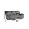 Muir 89 Inch Manual Double Recliner Sofa, Gray, Microfiber, Tufted Back By Casagear Home