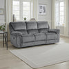 Muir 89 Inch Manual Double Recliner Sofa, Gray, Microfiber, Tufted Back By Casagear Home