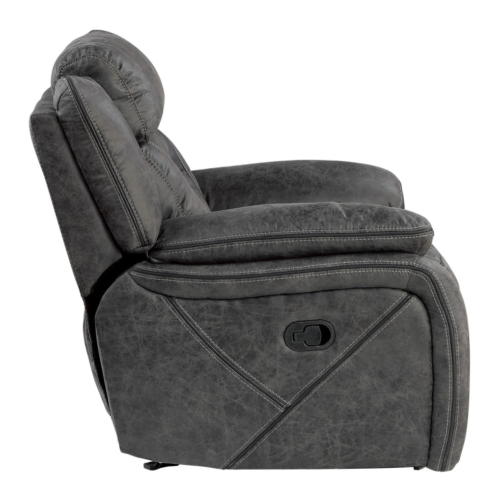 Mady 39 Inch Manual Glider Recliner Chair Gray Microfiber Solid Wood By Casagear Home BM316751