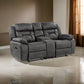 Mady 75 Inch Manual Recliner Loveseat, Center Console, Gray Microfiber By Casagear Home