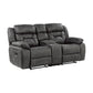 Mady 75 Inch Manual Recliner Loveseat Center Console Gray Microfiber By Casagear Home BM316752