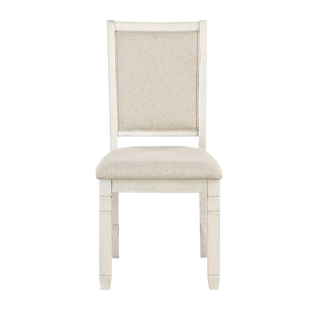 Anji 24 Inch Side Dining Chair Curved Back Beige Polyester Cushioned Seat By Casagear Home BM316758