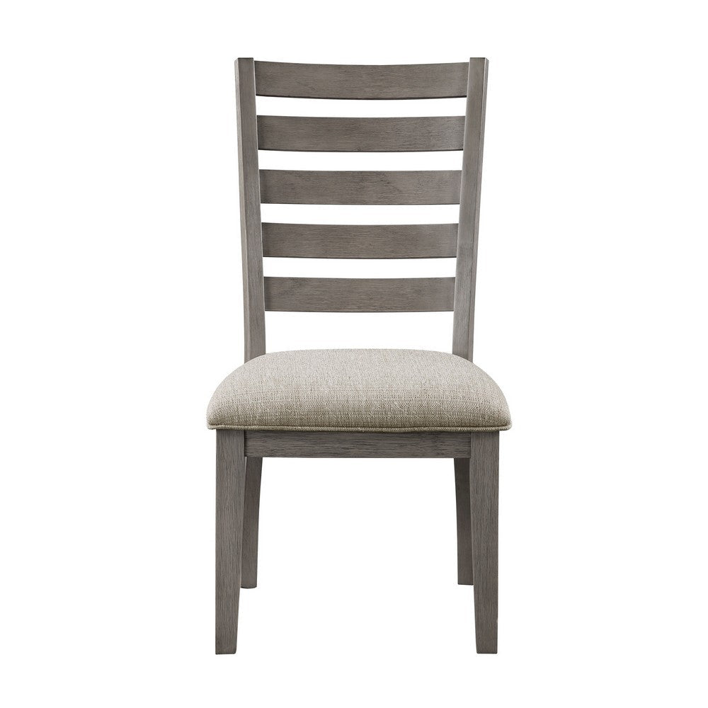 Trea 23 Inch Side Dining Chair Ladder Back Gray Beige Cushioned Seat By Casagear Home BM316759