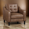 Orry 32 Inch Accent Chair, Tufted Back, Brown Microfiber, Black Solid Wood By Casagear Home