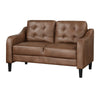 Orry 55 Inch Loveseat Tufted Back Brown Microfiber Black Solid Wood By Casagear Home BM316762