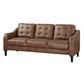 Orry 77 Inch Sofa Button Tufted Back Brown Microfiber Black Solid Wood By Casagear Home BM316763