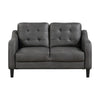 Orry 55 Inch Loveseat Button Tufted Back Gray Microfiber Black Solid Wood By Casagear Home BM316765