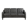 Orry 77 Inch Sofa Button Tufted Back Gray Microfiber Black Solid Wood By Casagear Home BM316766