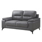 Mica 67 Inch Loveseat Dark Gray Top Grain and Faux Leather Metal Legs By Casagear Home BM316770