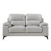 Mica 67 Inch Loveseat Light Gray Top Grain and Faux Leather Metal Legs By Casagear Home BM316772