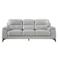 Mica 89 Inch Sofa Light Gray Top Grain and Faux Leather Black Metal Legs By Casagear Home BM316773