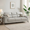 Mica 89 Inch Sofa, Light Gray Top Grain and Faux Leather, Black Metal Legs By Casagear Home