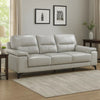 Mica 89 Inch Sofa, Light Gray Top Grain and Faux Leather, Black Metal Legs By Casagear Home