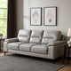 Mica 89 Inch Sofa, Light Gray Top Grain and Faux Leather, Black Metal Legs By Casagear Home