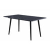 Aikya 60 Inch Dining Table, Black Sintered Stone, Tapered Metal Legs By Casagear Home