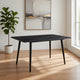 Aikya 60 Inch Dining Table, Black Sintered Stone, Tapered Metal Legs By Casagear Home