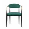 Kenny 21 Inch Dining Chair Green Fabric Foam Padded Gold and Black Metal By Casagear Home BM316795