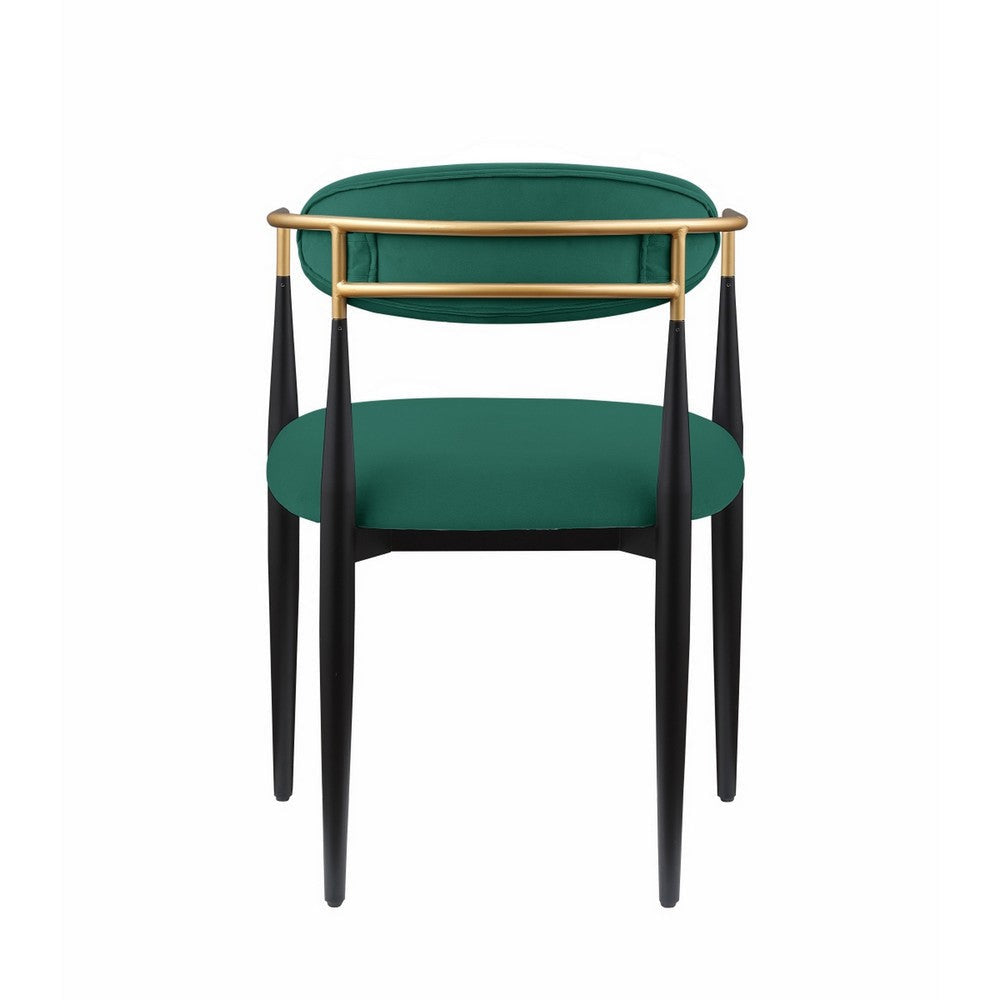 Kenny 21 Inch Dining Chair Green Fabric Foam Padded Gold and Black Metal By Casagear Home BM316795