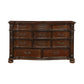 Nami 66 Inch Dresser 11 Dovetail Drawers Metal Handles Cherry Brown Wood By Casagear Home BM316803