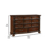 Nami 66 Inch Dresser 11 Dovetail Drawers Metal Handles Cherry Brown Wood By Casagear Home BM316803