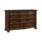 Nami 66 Inch Dresser, 11 Dovetail Drawers, Metal Handles, Cherry Brown Wood By Casagear Home