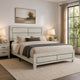 Quin California King Bed, Faux Wood Grains, Defined Accent Lines, Brown By Casagear Home