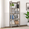 Rie 77 Inch Bookshelf, 4 Tiers , Metal X Shaped Support, Rustic Gray Wood By Casagear Home