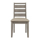 Rie 25 Inch Side Dining Chair Gray Ladder Back Greige Padded Fabric Seat By Casagear Home BM316811