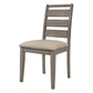 Rie 25 Inch Side Dining Chair Gray Ladder Back Greige Padded Fabric Seat By Casagear Home BM316811