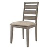 Rie 25 Inch Side Dining Chair Gray Ladder Back Greige Padded Fabric Seat By Casagear Home BM316811