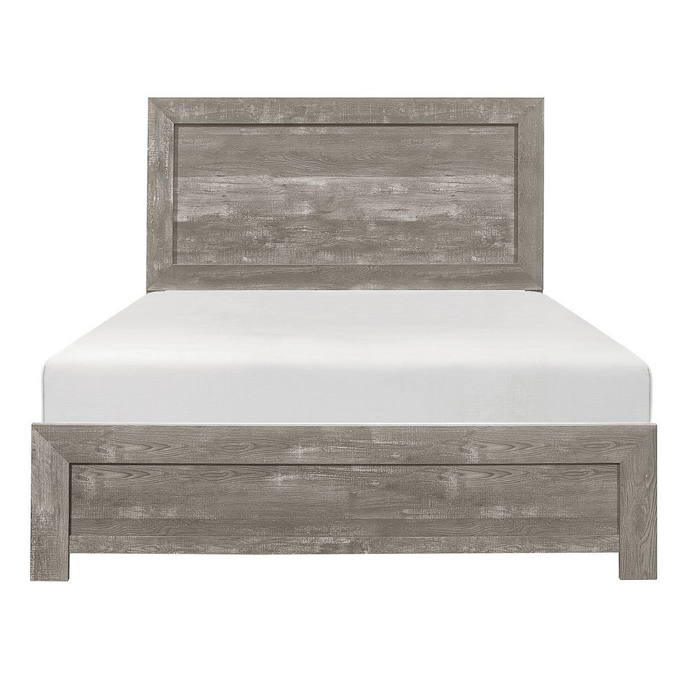 Eby Full Size Bed, Rustic Farmhouse Style, Gray Finish Wood Veneer By Casagear Home
