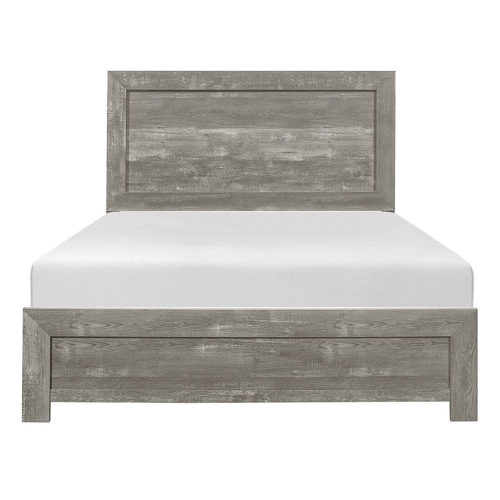 Eby King Size Bed Rustic Farmhouse Style Gray Finish Wood Veneer By Casagear Home BM316814