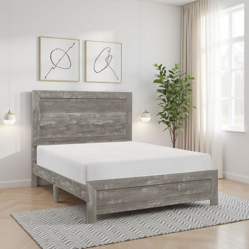 Eby Twin Size Bed, Rustic Farmhouse Style, Gray Finish Wood Veneer By Casagear Home