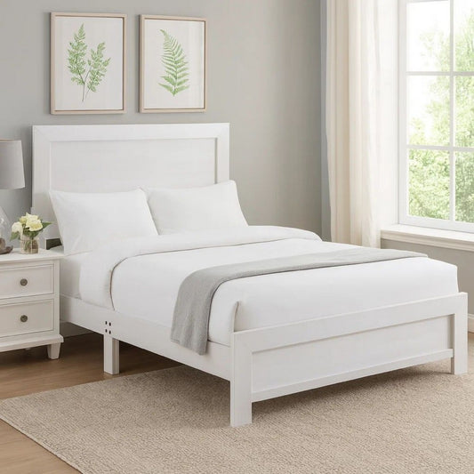 Eby Full Size Bed, Rustic Farmhouse Style, White Finish Wood Veneer By Casagear Home