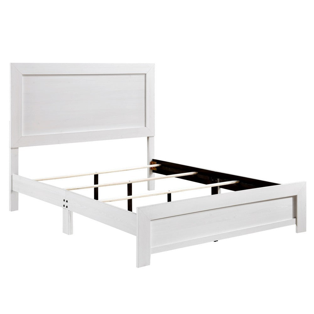 Eby California King Bed Rustic Farmhouse Style White Finish Wood Veneer By Casagear Home BM316817